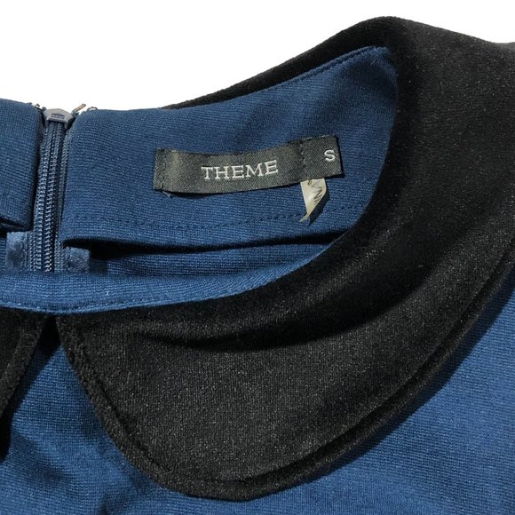 Theme Womens Size S Blue/Teal Peter Pan Collar Retro Sleeveless Dress - Picture 4 of 7